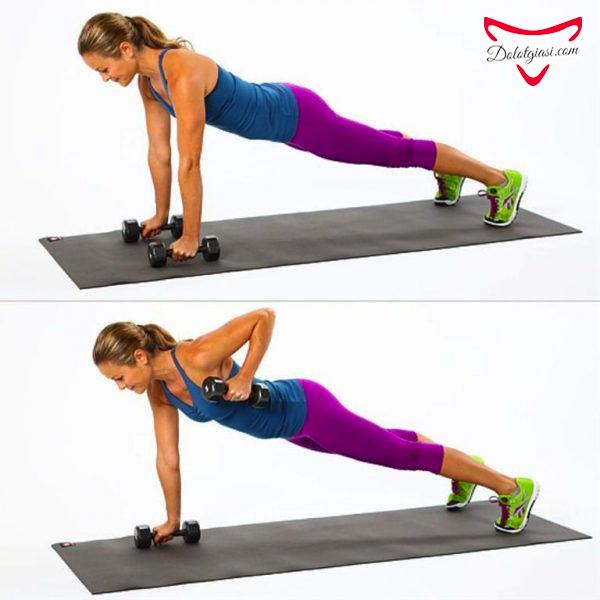 Bài tập Plank nâng tạ tay giúp phát triển vòng ngực